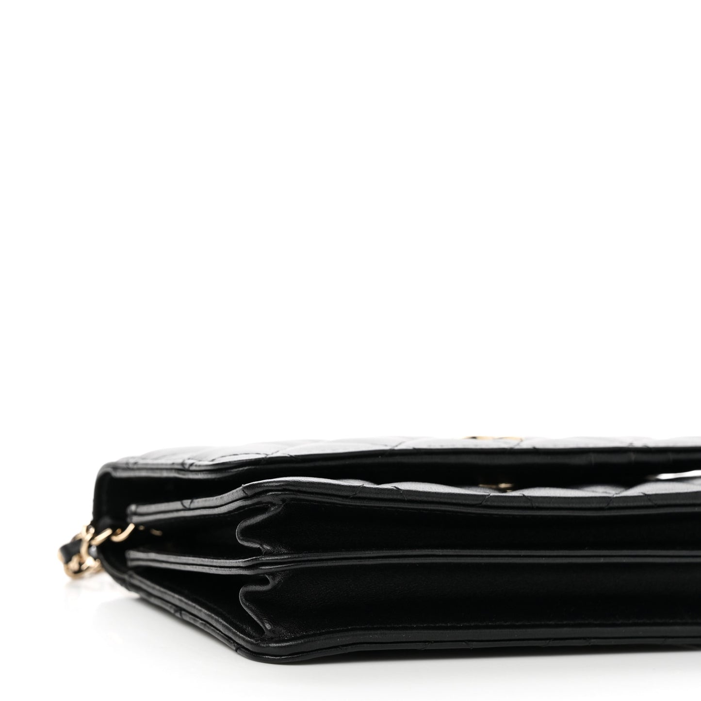 Lambskin Quilted Mini Camellia Bow Wallet On Chain WOC Black