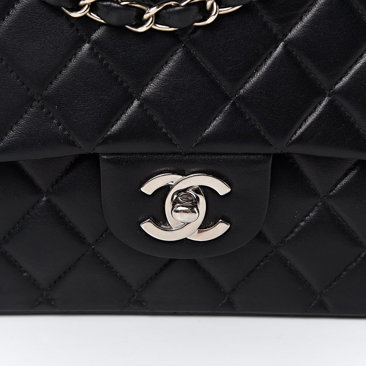Lambskin Quilted Medium Double Flap Black