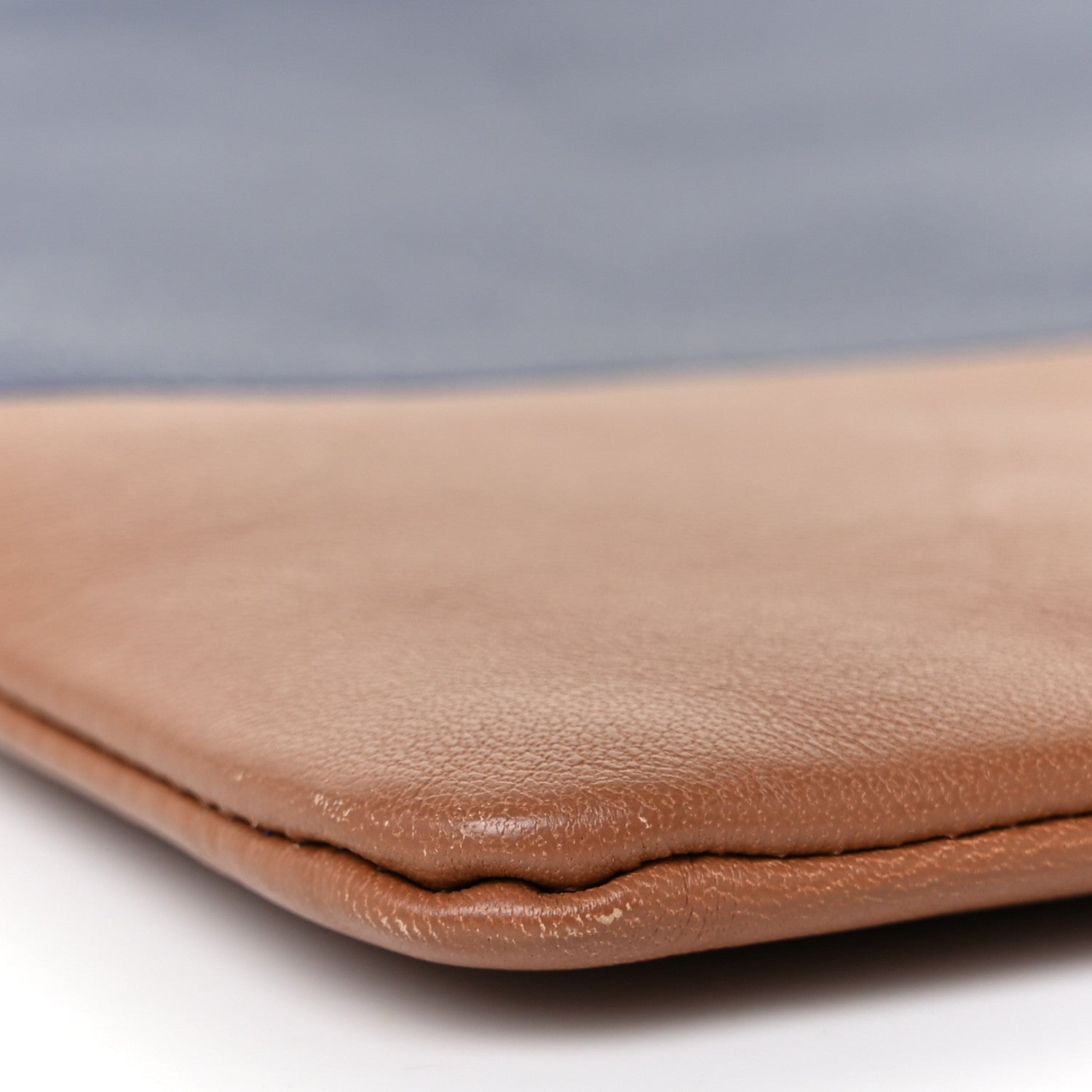 Celine Smooth Lambskin Bi-Color Solo Clutch Pouch Royal Blue Khaki 7 of 8