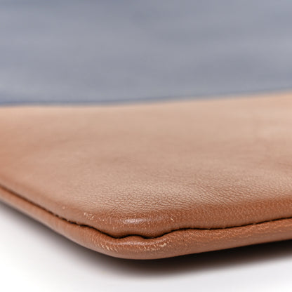 Celine Smooth Lambskin Bi-Color Solo Clutch Pouch Royal Blue Khaki 7 of 8