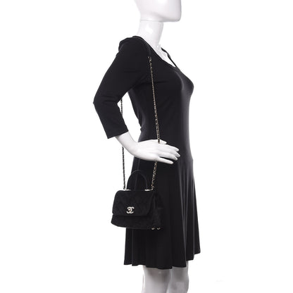 Chanel Velvet Crystal Quilted Extra Mini Coco Handle Flap Black 2 of 11