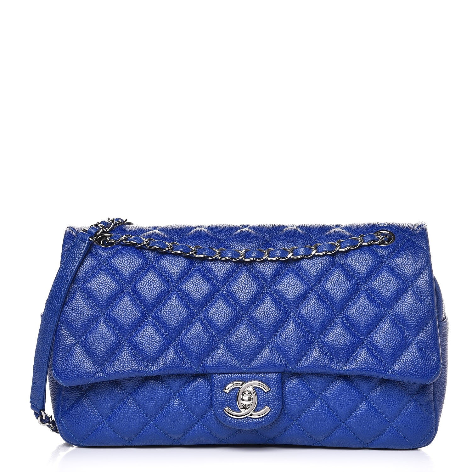 Chanel Caviar Quilted Jumbo Easy Flap Blue 1 of 9