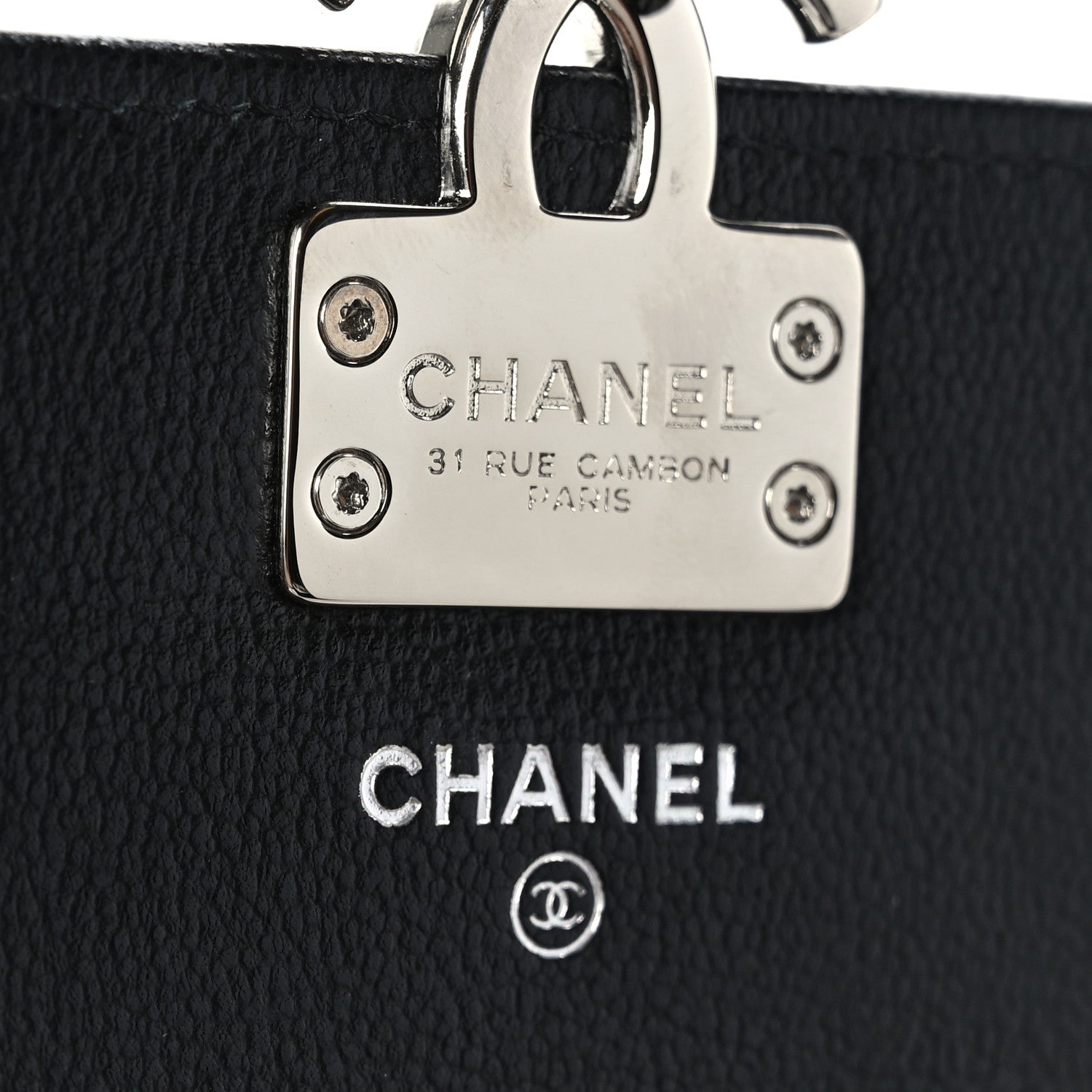 Chanel Grained Calfskin Quilted CC Box Flap Wallet Black 6 of 8
