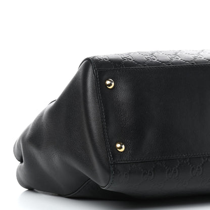 Gucci Guccissima Signature Large Shoulder Tote Bag Black 9 of 10
