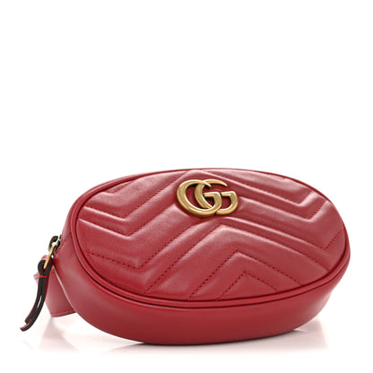 Gucci Calfskin Matelasse GG Marmont Belt Bag 75 30 Hibiscus Red 4 of 10