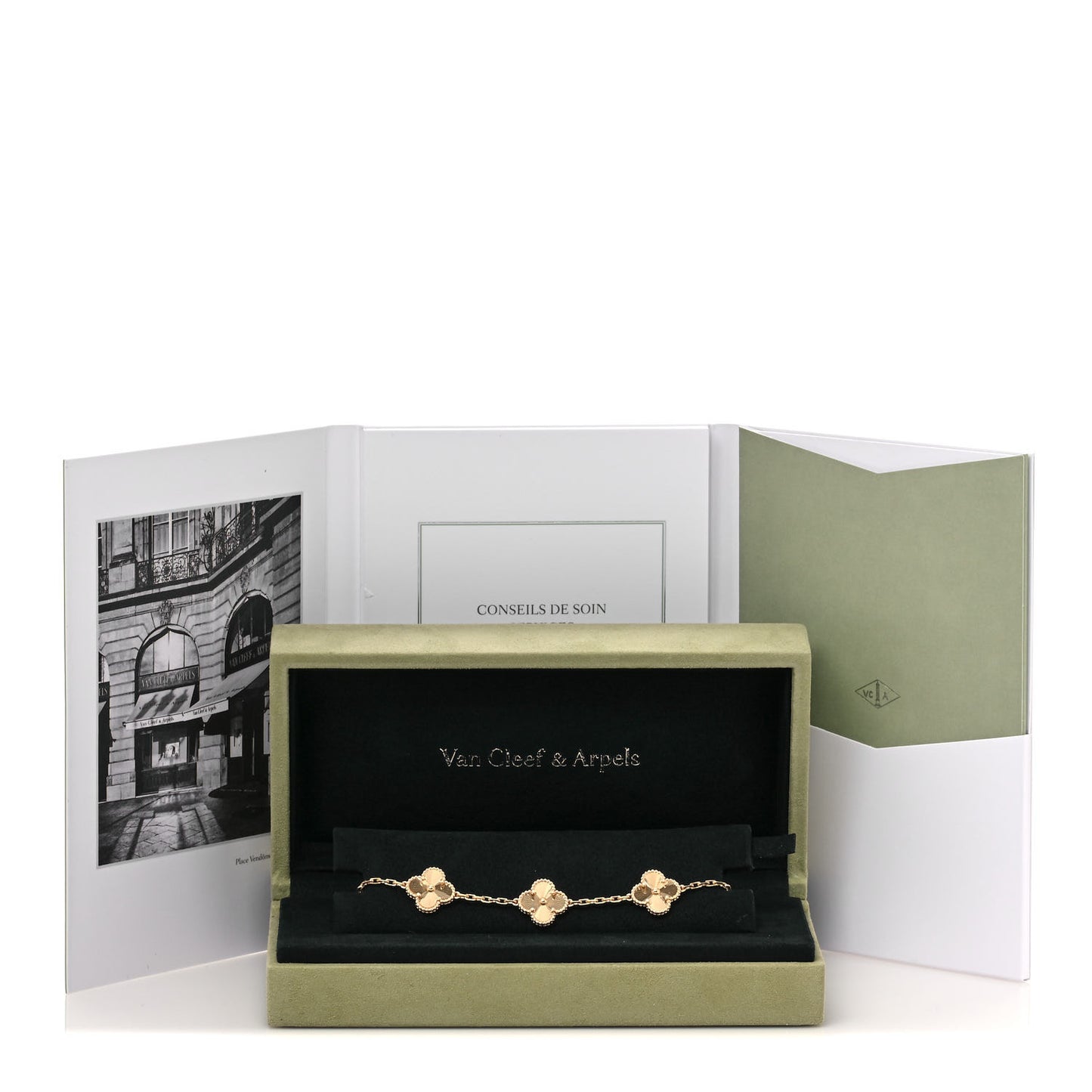 18K Yellow Gold 5 Motifs Guilloche Vintage Alhambra Bracelet
