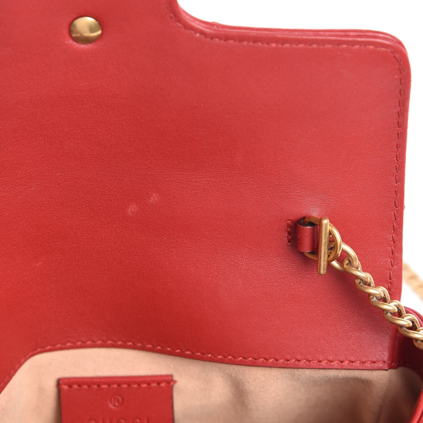 Calfskin Matelasse Super Mini GG Marmont Shoulder Bag Hibiscus Red