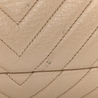 Chanel Deerskin Chevron Large CC Chain Bucket Drawstring Bag Beige 12 of 12