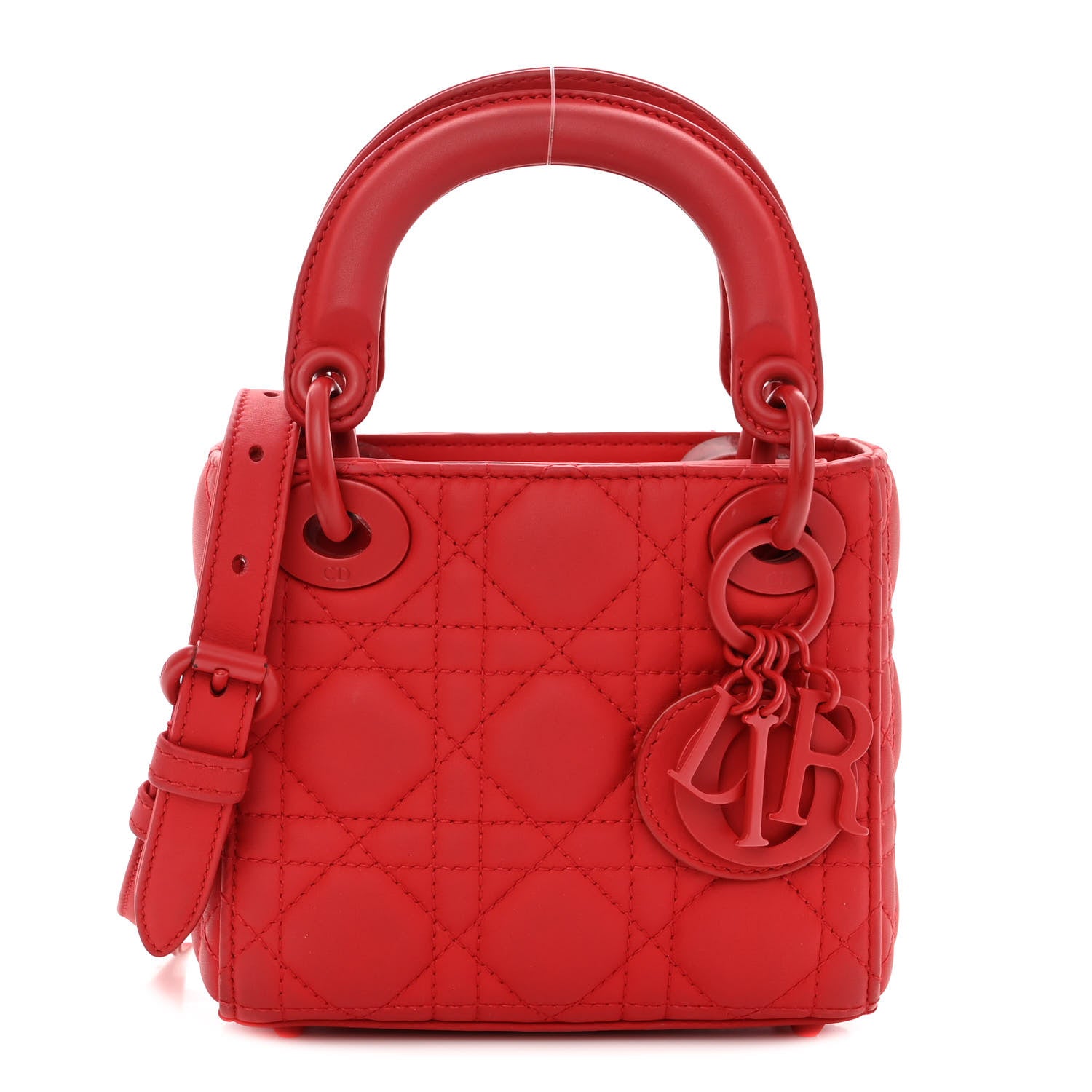 Christian Dior Ultra Matte Calfskin Cannage Micro Lady Dior Red 1 of 10