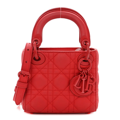 Christian Dior Ultra Matte Calfskin Cannage Micro Lady Dior Red 1 of 10