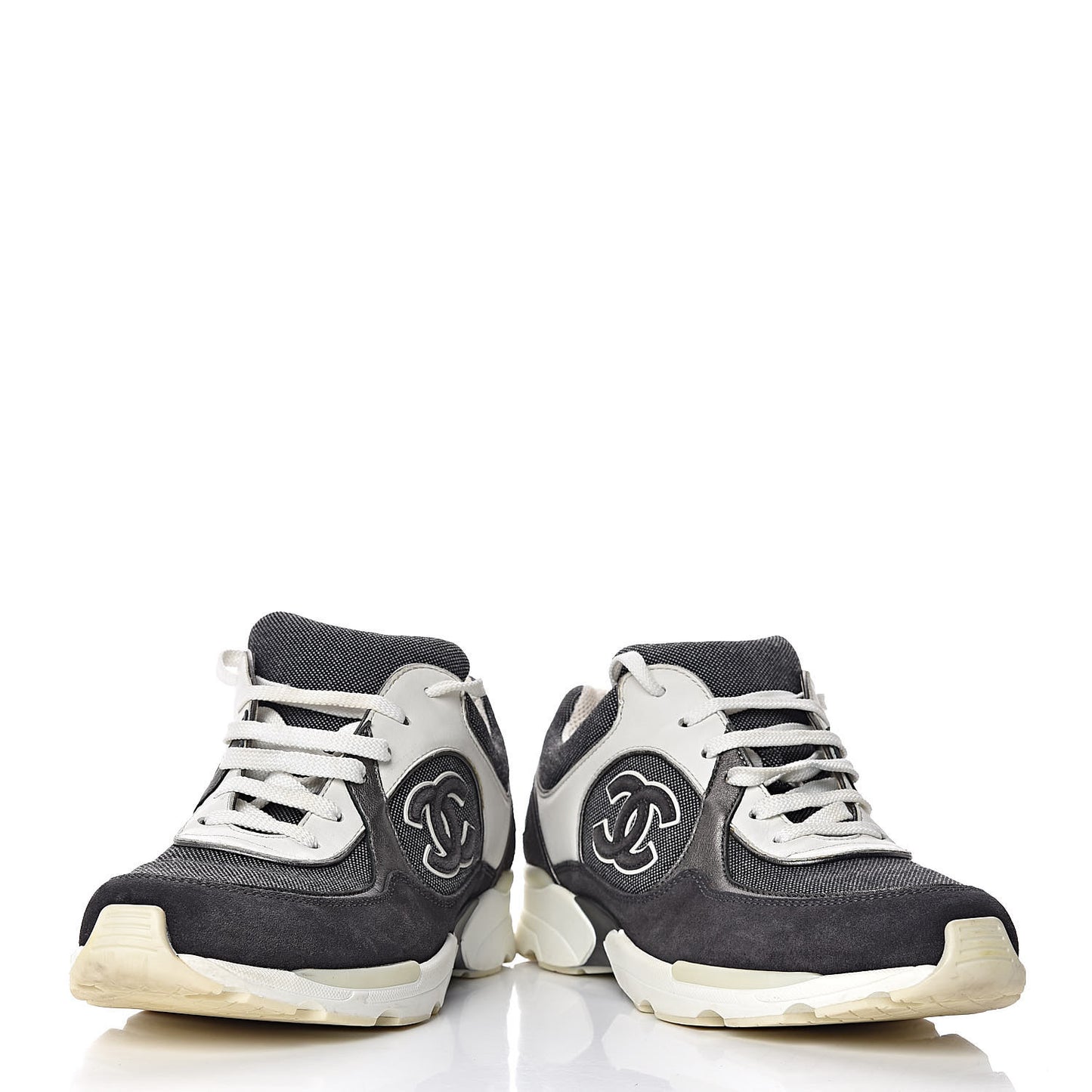 Suede Calfskin CC Sneakers 38.5 Grey