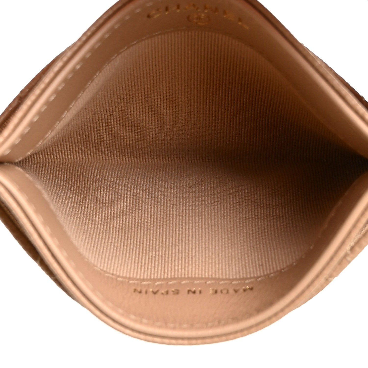Chanel Caviar Quilted Crystal Card Holder Beige 5 of 11