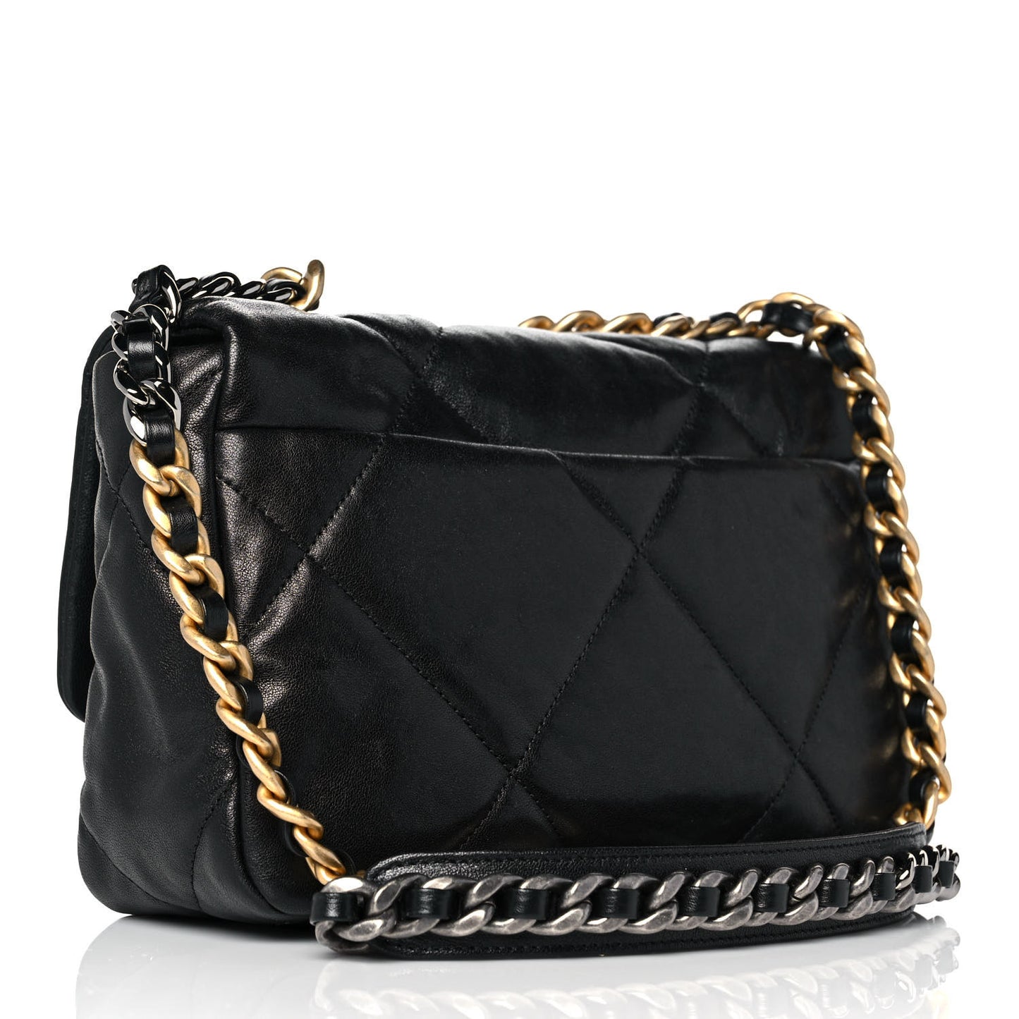 Goatskin Quilted Medium Chanel 19 Flap Black