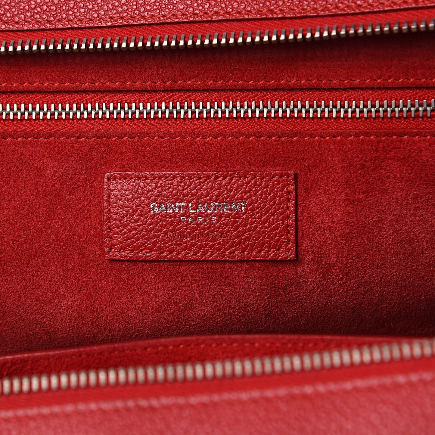 Grained Calfskin Small Cabas Rive Gauche Red