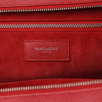 Saint Laurent Grained Calfskin Small Cabas Rive Gauche Red 7 of 14