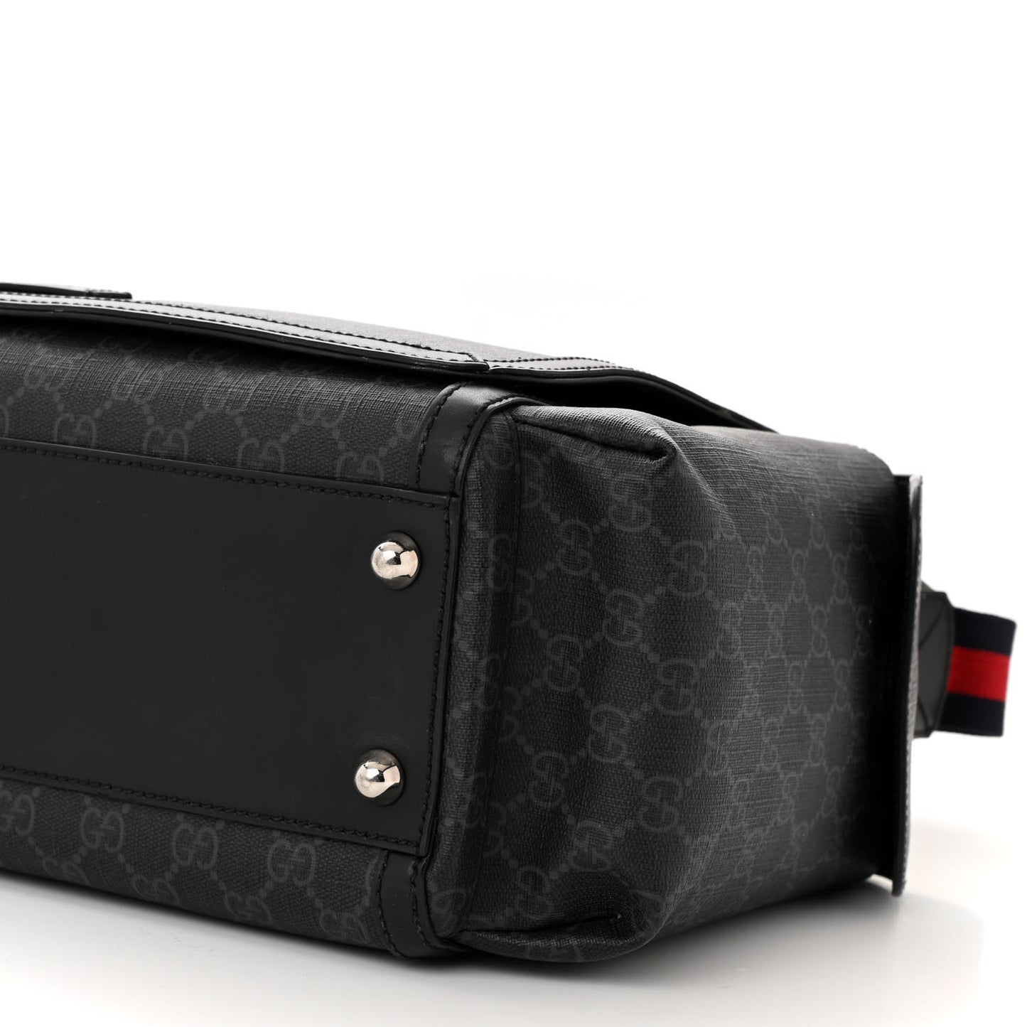 GG Supreme Monogram Web Messenger Diaper Bag Black Grey
