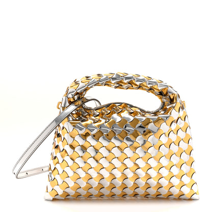 Bottega Veneta Metallic Lambskin Intrecciato Mini Hop Silver Gold 1 of 9