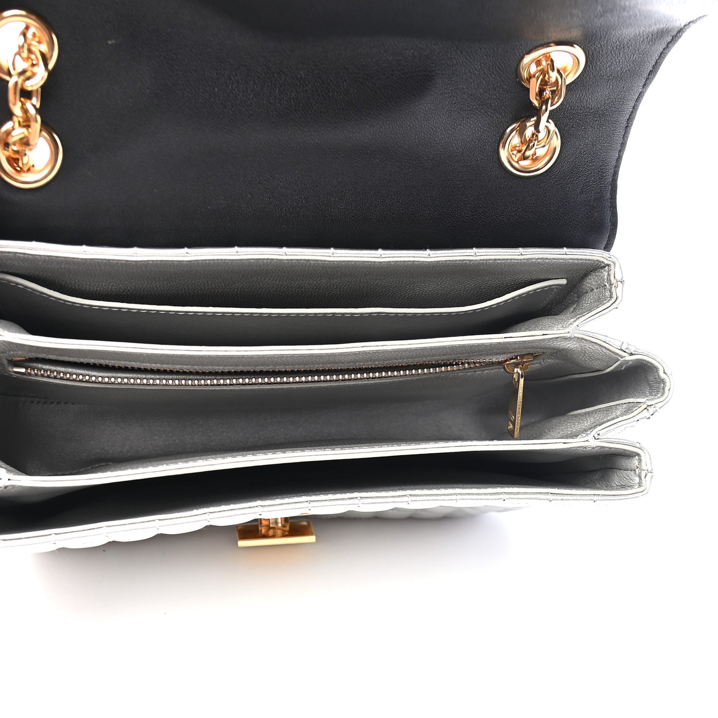 Calfskin Quilted Medium C Bag Black White