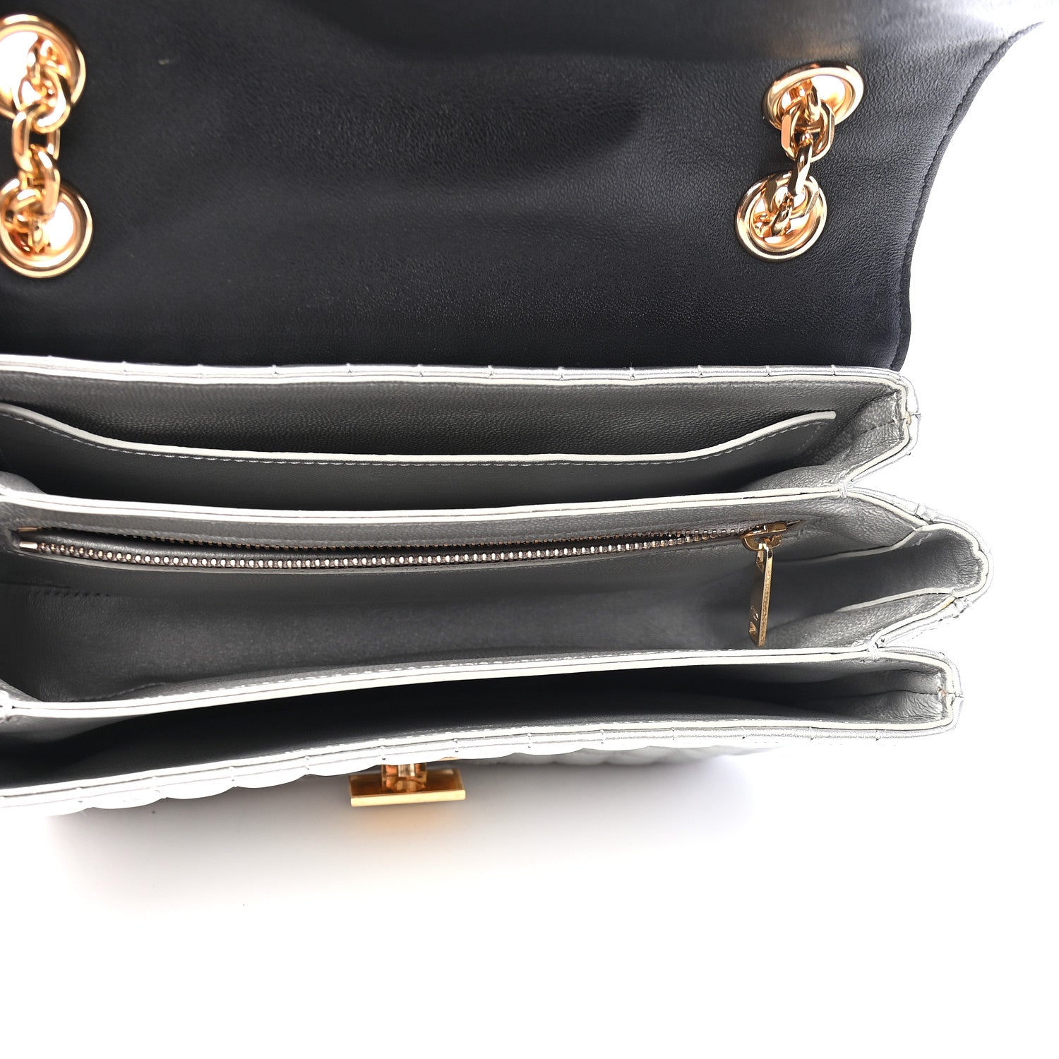 Celine Calfskin Quilted Medium C Bag Black White 5 of 8