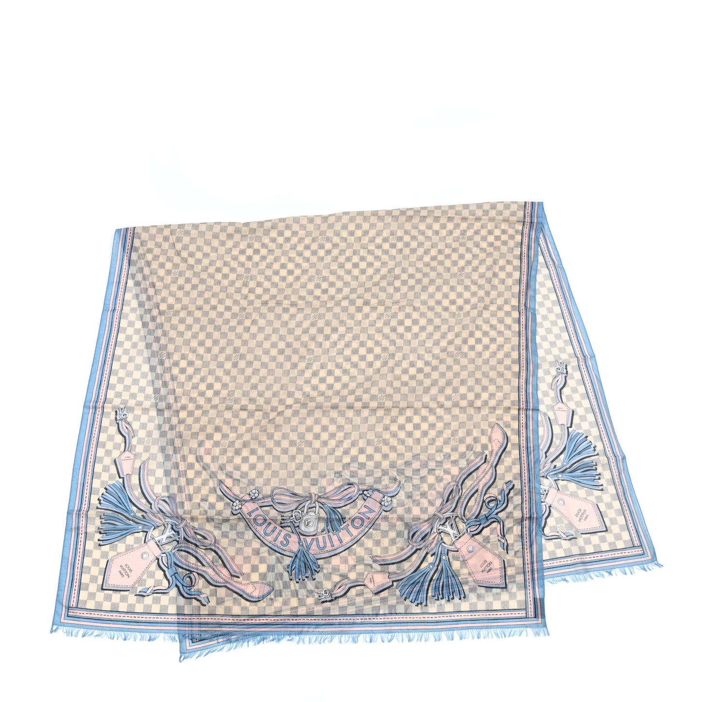 Cotton Damier Azur Straps Stole