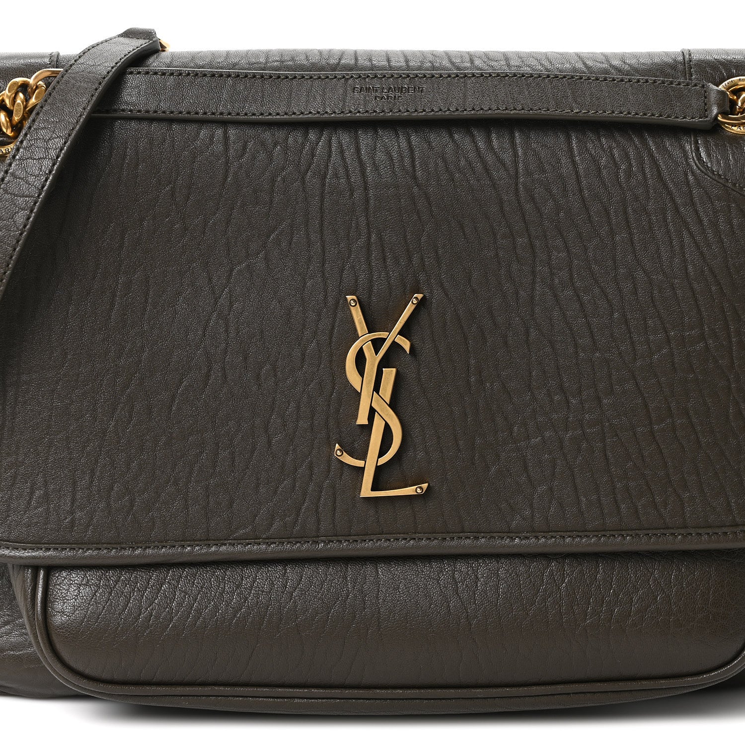Saint Laurent Grained Lambskin Monogram Large Niki Chain Satchel Light Musk 8 of 10