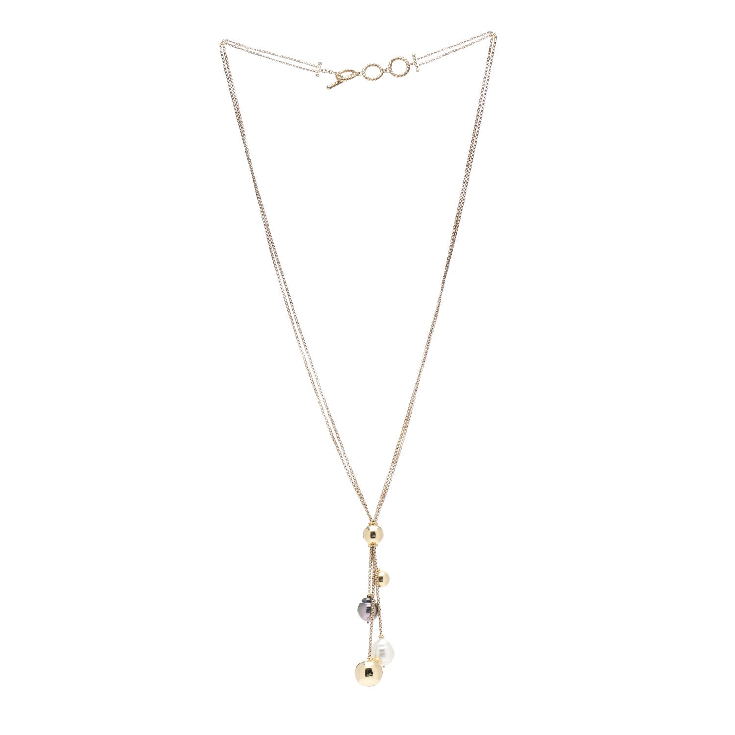 David Yurman 18K Yellow Gold Pearl Solari Fringe Necklace 3 of 4