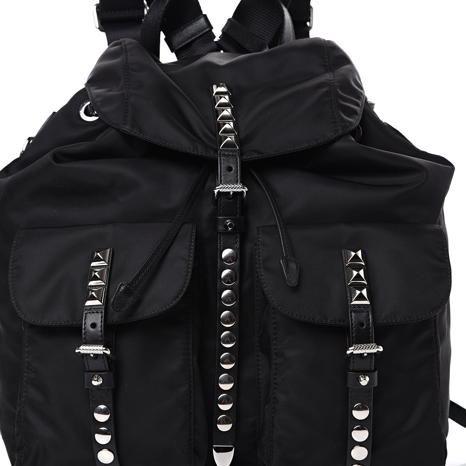 Prada Nylon New Vela Studded Backpack Black 680093 Prada Nylon New Vela Studded Backpack Black 680093