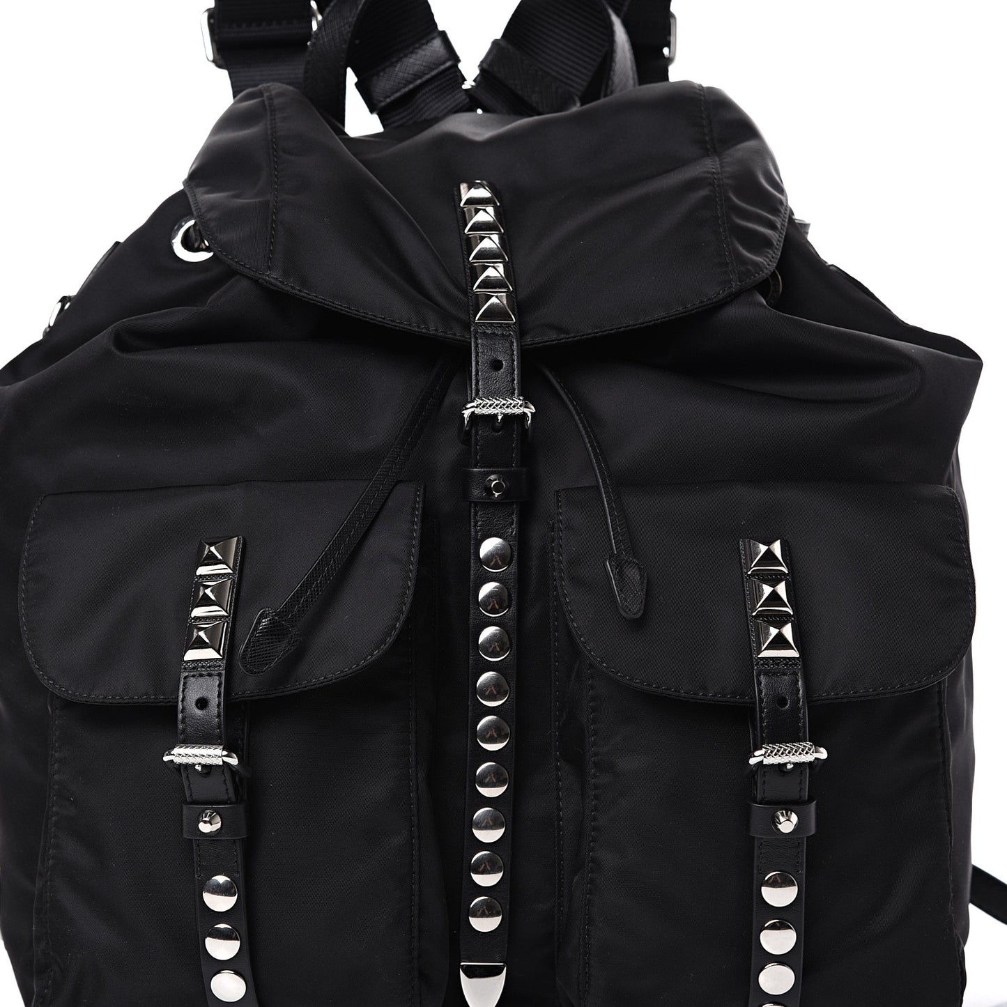 Nylon New Vela Studded Backpack Black