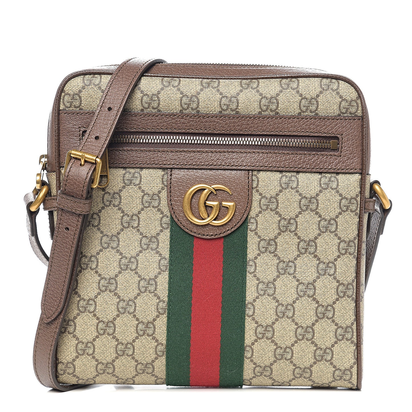 GG Supreme Monogram Web Small Ophidia Messenger Bag Brown