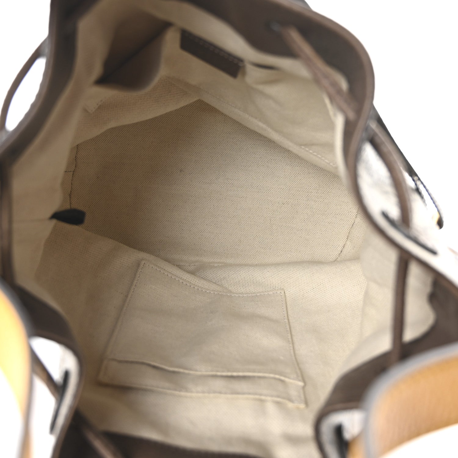Gucci GG Supreme Monogram Neo Vintage Drawstring Bucket Backpack Beige New Acero Crop 5 of 10