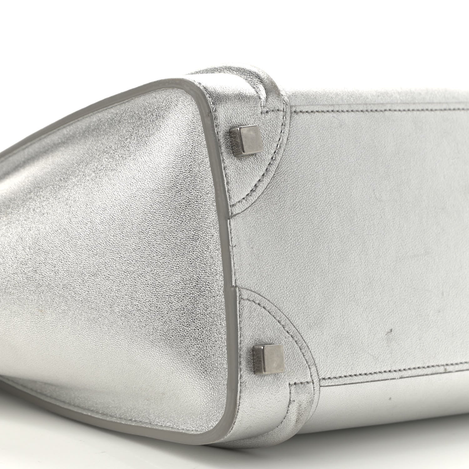 Celine Laminated Lambskin Micro Luggage Silver 9 of 26