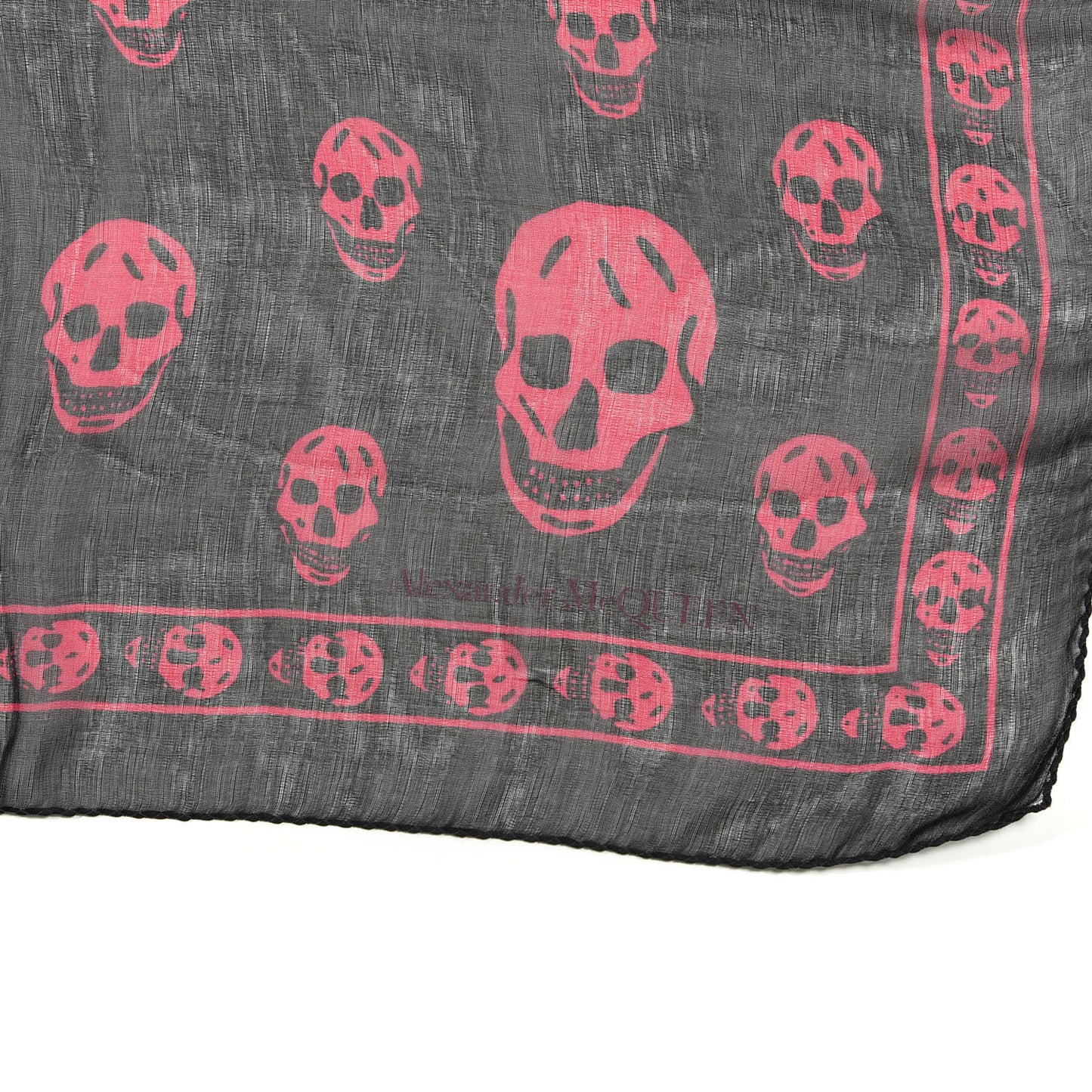 Silk Skull Scarf Black Pink
