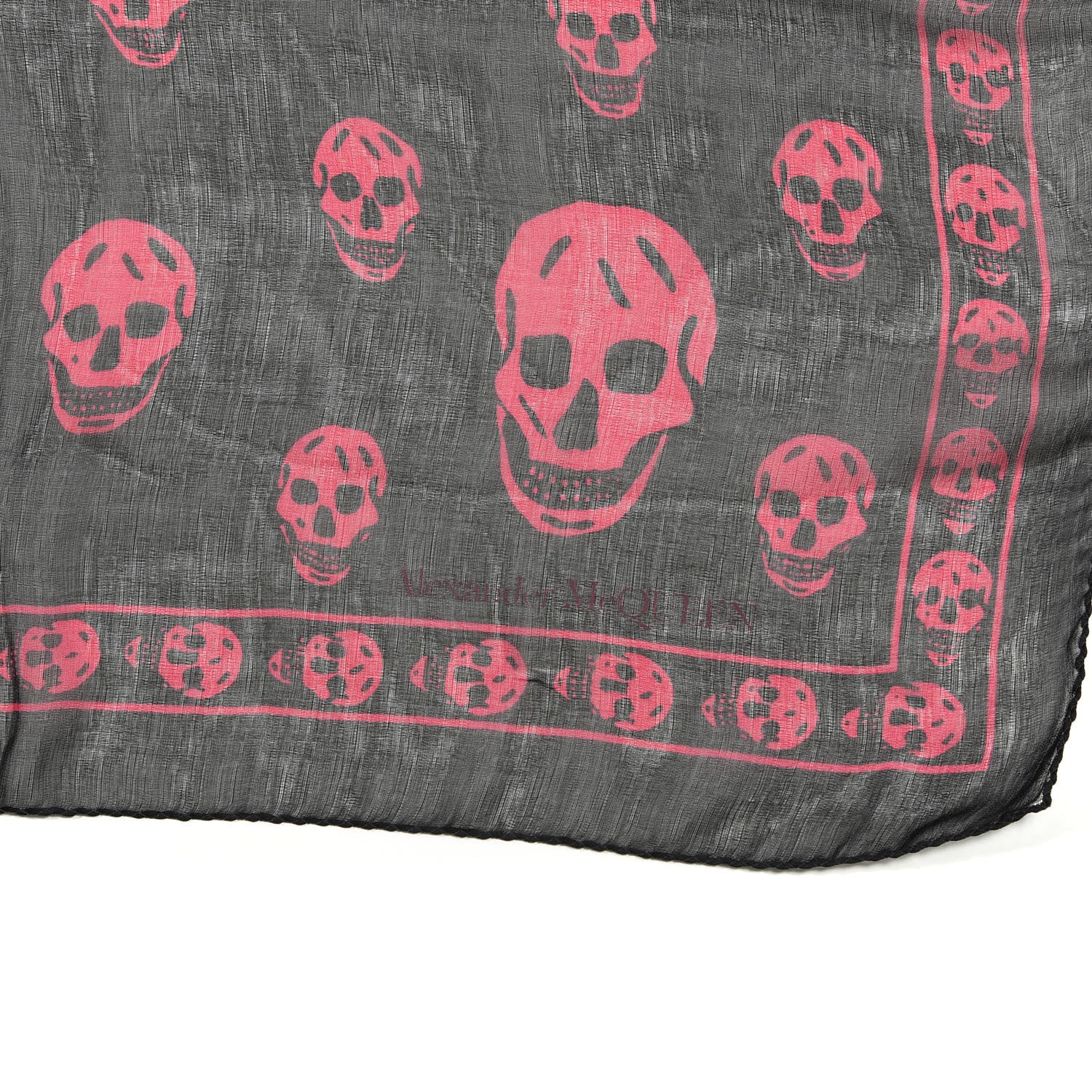 Alexander McQueen Silk Skull Scarf Black Pink 2 of 3