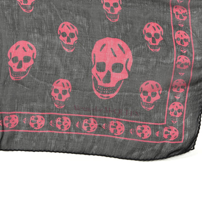 Alexander McQueen Silk Skull Scarf Black Pink 2 of 3