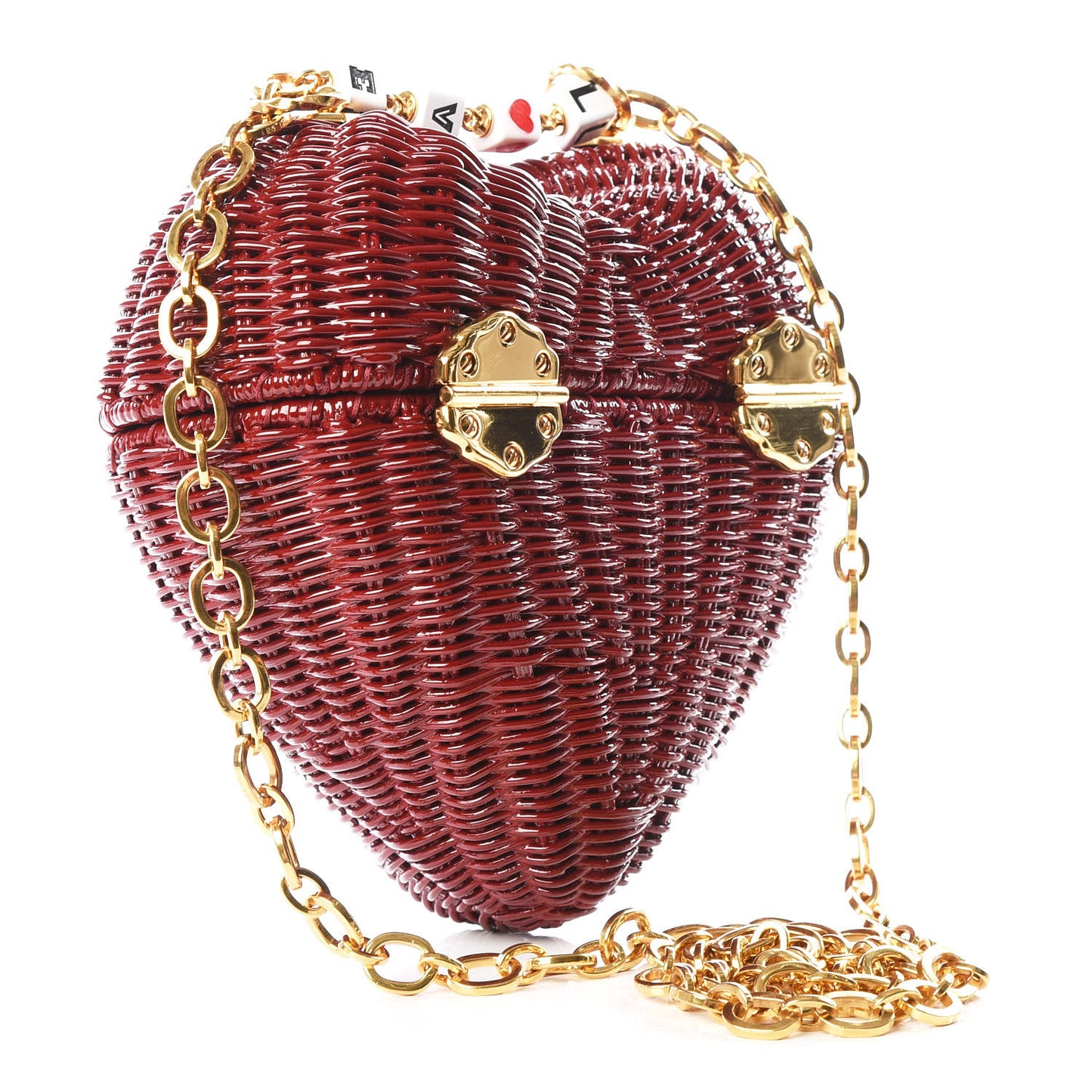 Painted Wicker Heart Box Rosso