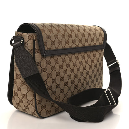 Gucci Monogram Large Flap Messenger Bag Beige Dark Brown 3 of 9