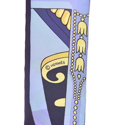 Hermes Silk Blade En Berline Twilly Vieux Rose Marine Jaune 4 of 4