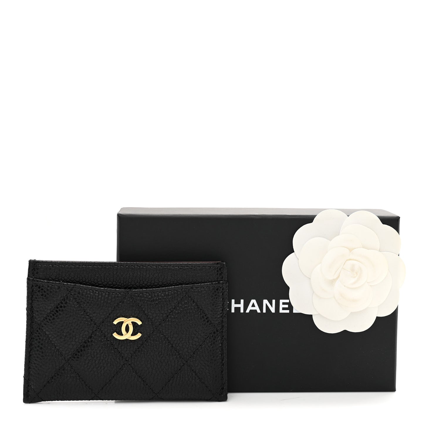 Caviar Quilted Card Holder Black