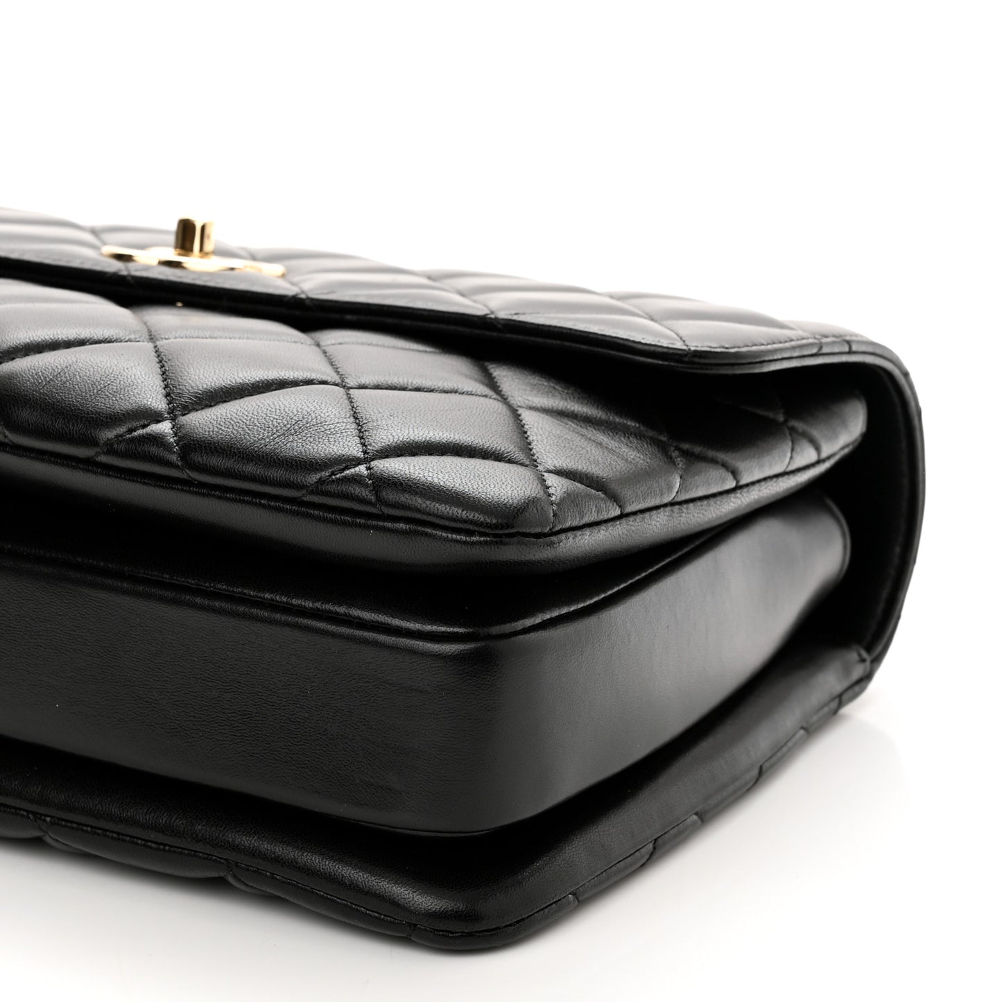 Lambskin Quilted Medium Trendy CC Flap Dual Handle Bag Black