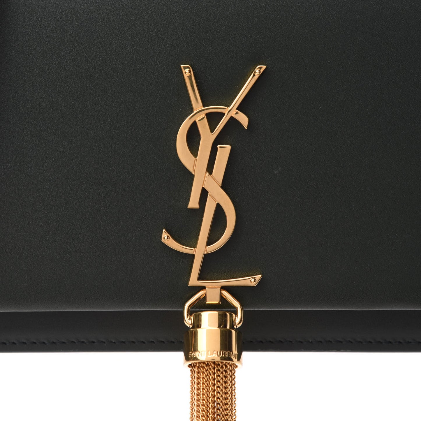 Smooth Calfskin Classic Monogram Kate Tassel Chain Wallet Dark Leaf