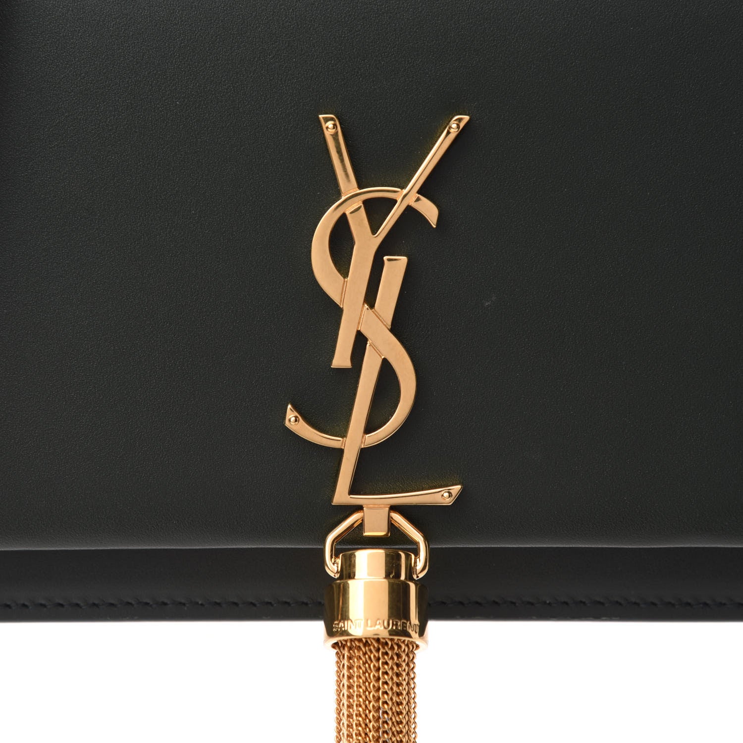 Saint Laurent Smooth Calfskin Classic Monogram Kate Tassel Chain Wallet Dark Leaf 9 of 10