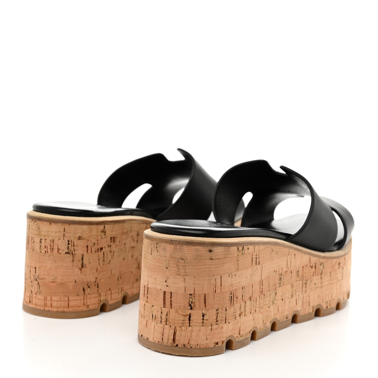 Hermes Calfskin Cork Eze 30 Sandals 37 Black 5 of 10