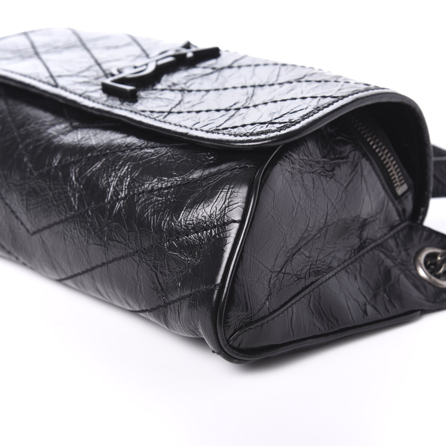 Saint Laurent Crinkled Calfskin Matelasse Monogram Niki Body Bag Black 8 of 10