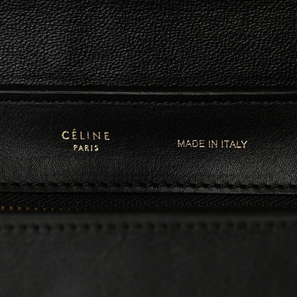 Celine Crocodile Embossed Calfskin Suede Medium Trapeze Black 6 of 9