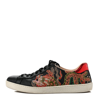 Gucci Nappa Dragon Embroidered Mens New Ace Sneakers 9.5 Black 1 of 10