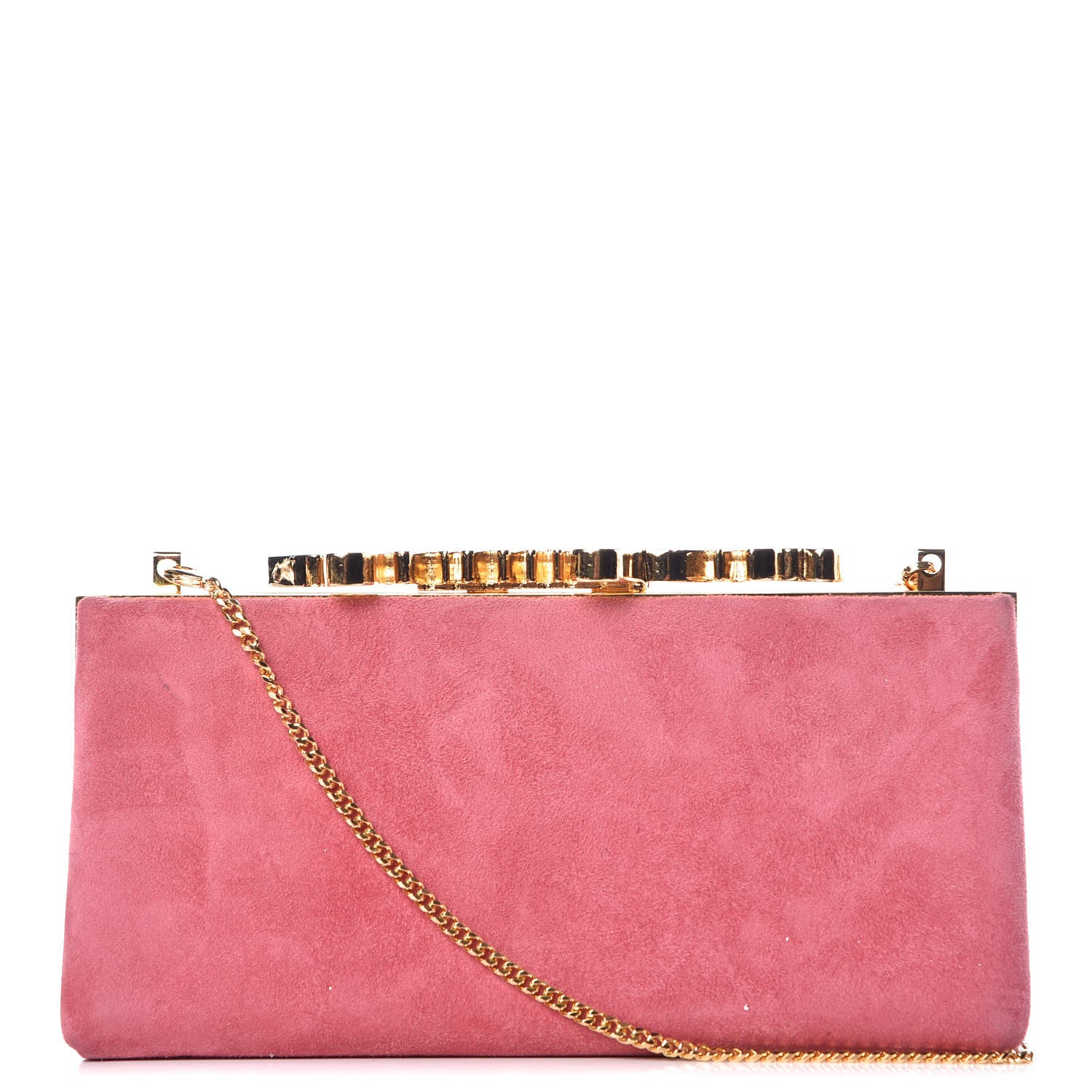 Jimmy Choo Suede Celeste Logo Clutch Pink Gold 1 of 13