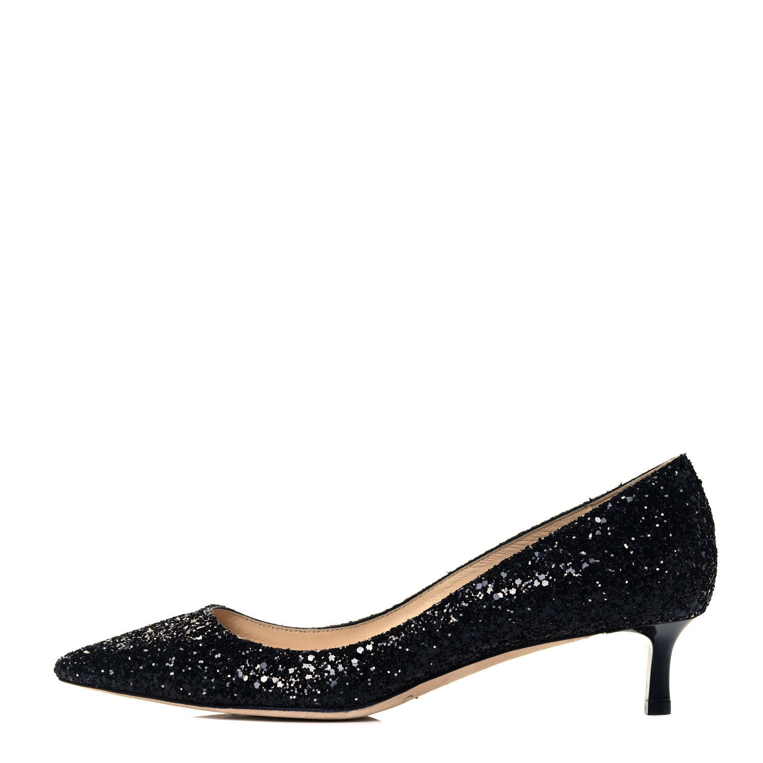 Jimmy Choo Coarse Glitter Pointy Toe Romy 40 Pumps 37 Black 1 of 7