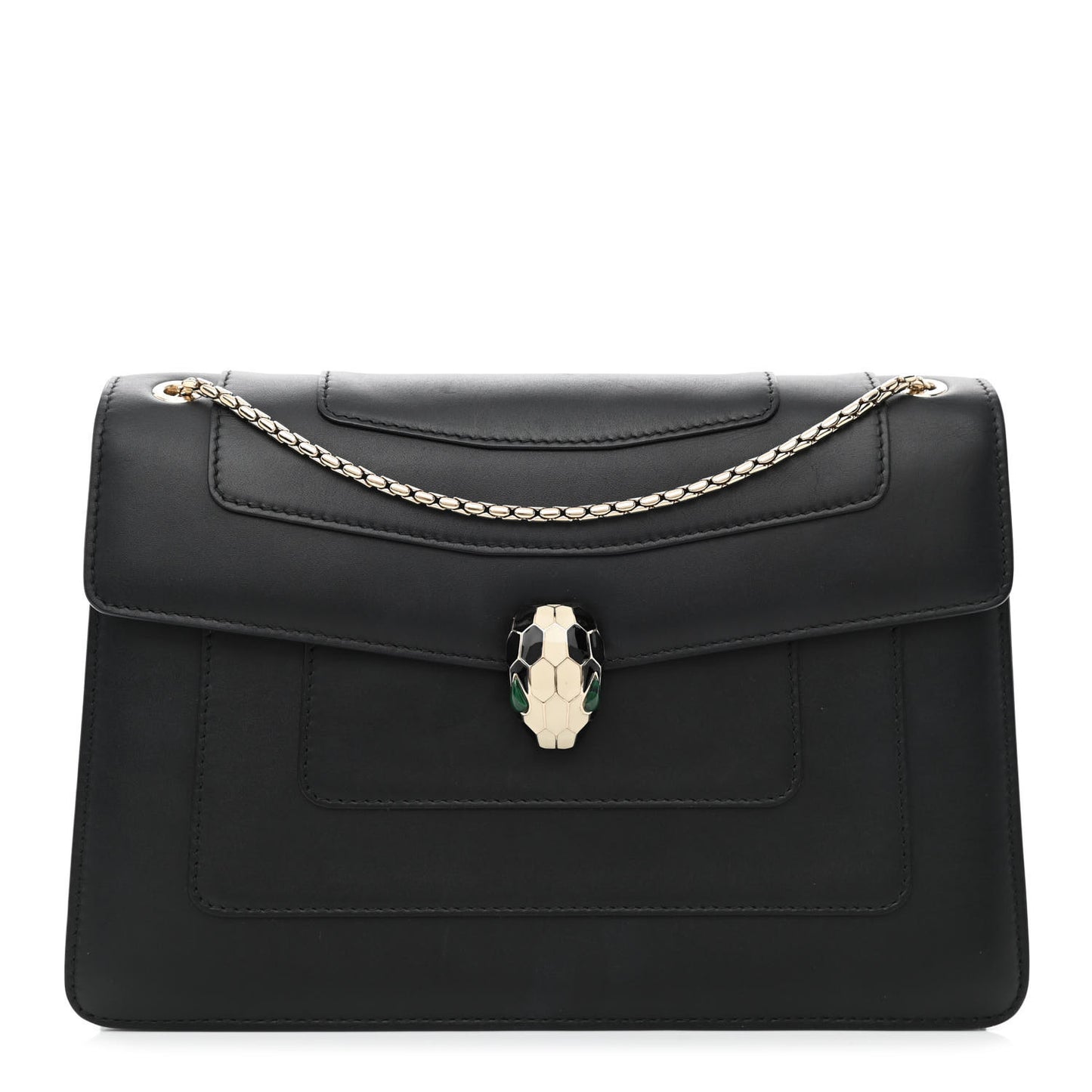 Calfskin Serpenti Forever Shoulder Bag Black