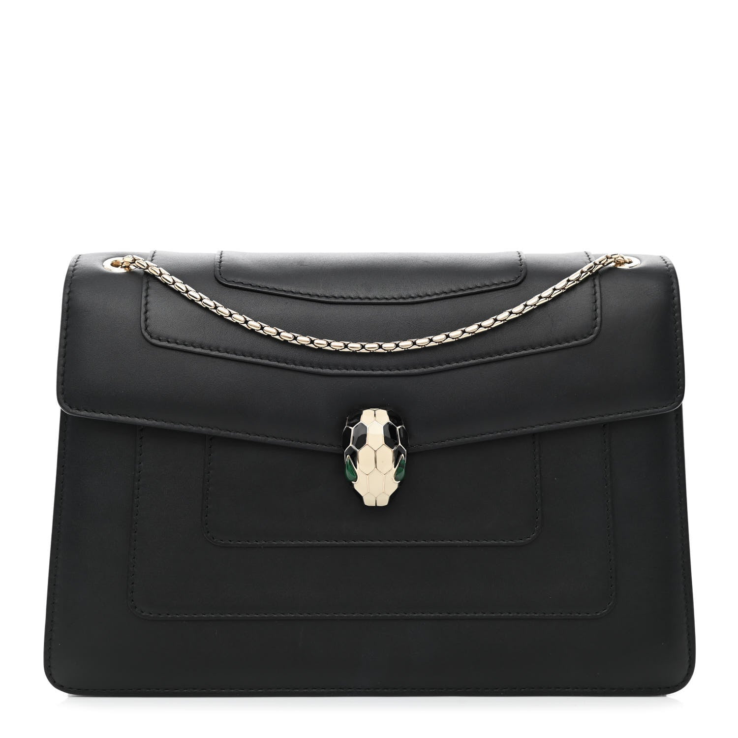 Bulgari Calfskin Serpenti Forever Shoulder Bag Black 1 of 11