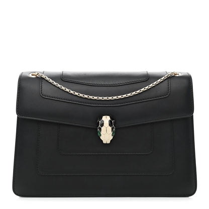 Bulgari Calfskin Serpenti Forever Shoulder Bag Black 1 of 11